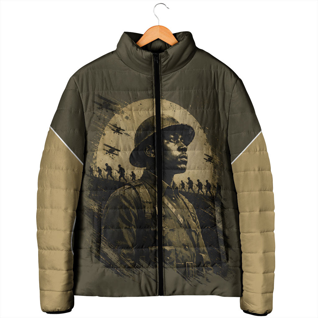 Harlem Hellfighters WWI Soldier Padded Jacket Vintage Military Hero Jazz Band Silhouette Art