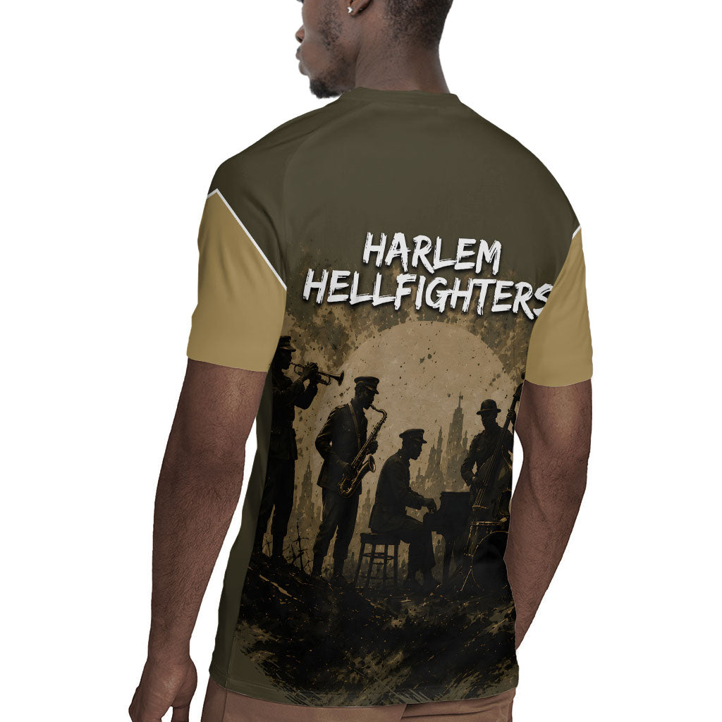 Harlem Hellfighters WWI Soldier Rugby Jersey Vintage Military Hero Jazz Band Silhouette Art