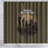 Harlem Hellfighters WWI Soldier Shower Curtain Vintage Military Hero Jazz Band Silhouette Art