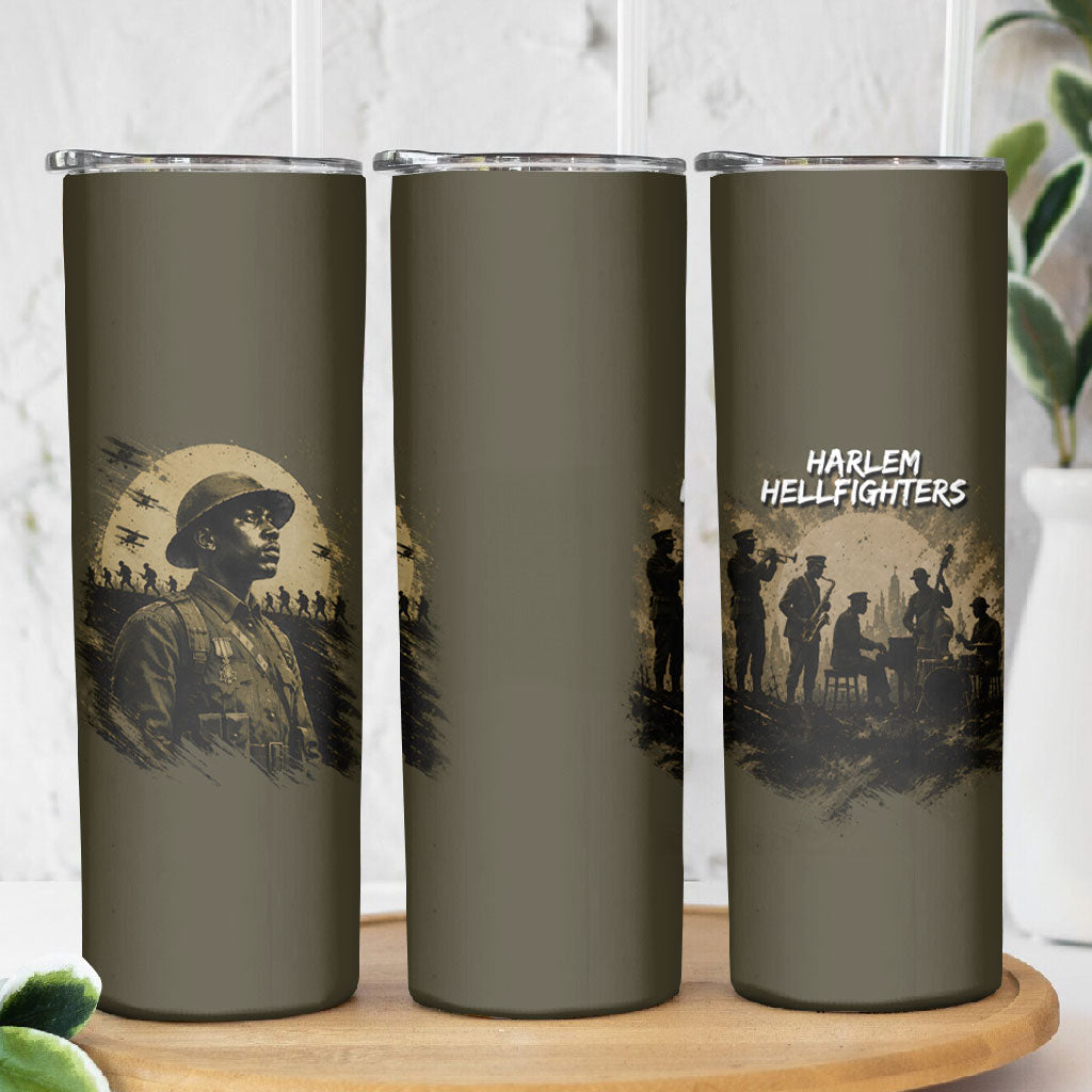Harlem Hellfighters WWI Soldier Skinny Tumbler Vintage Military Hero Jazz Band Silhouette Art