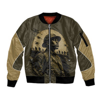 Harlem Hellfighters WWI Soldier Sleeve Zip Bomber Jacket Vintage Military Hero Jazz Band Silhouette Art