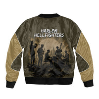 Harlem Hellfighters WWI Soldier Sleeve Zip Bomber Jacket Vintage Military Hero Jazz Band Silhouette Art