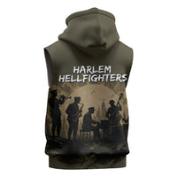 Harlem Hellfighters WWI Soldier Sleeveless Hoodie Vintage Military Hero Jazz Band Silhouette Art