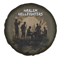 Harlem Hellfighters WWI Soldier Spare Tire Cover Vintage Military Hero Jazz Band Silhouette Art
