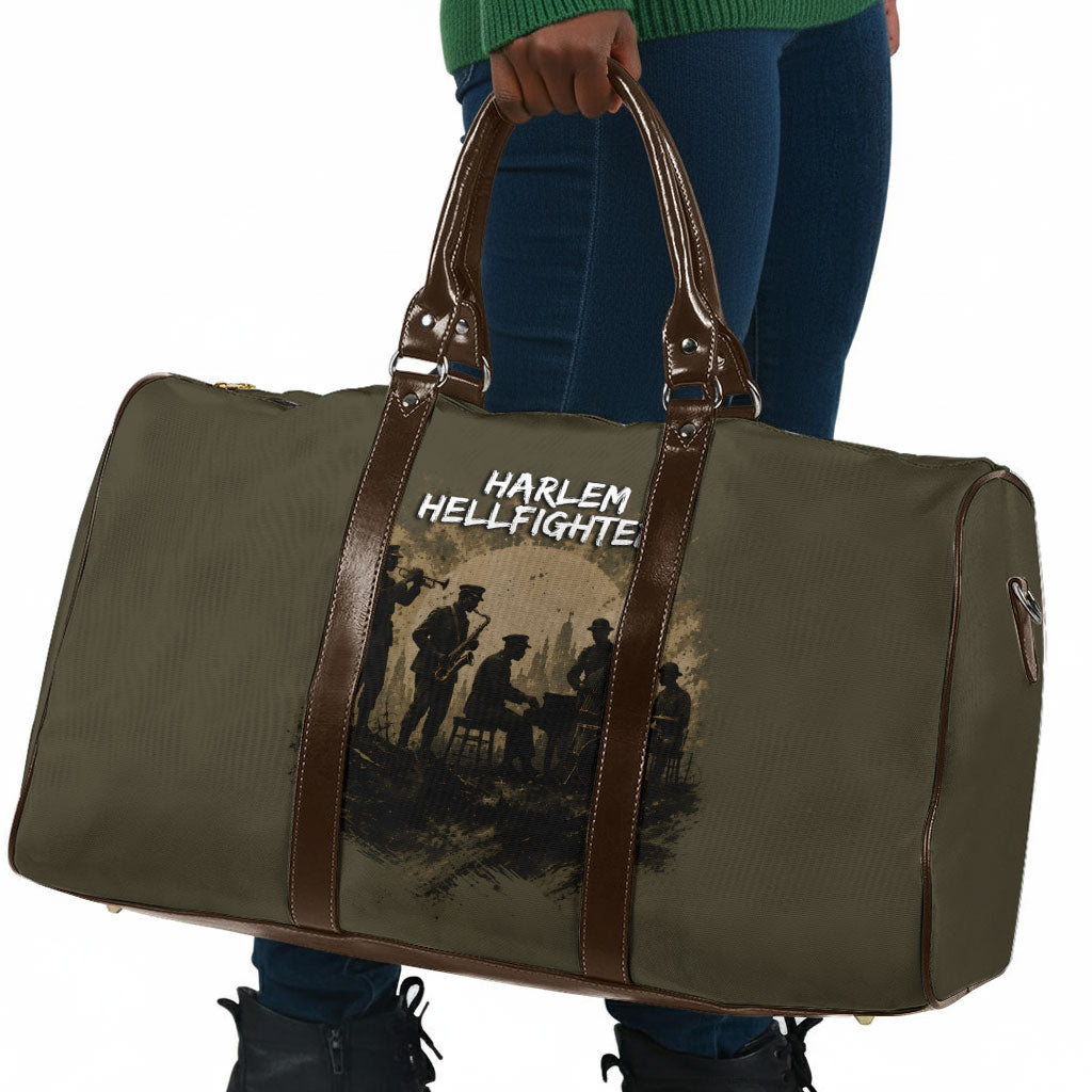 Harlem Hellfighters WWI Soldier Travel Bag Vintage Military Hero Jazz Band Silhouette Art