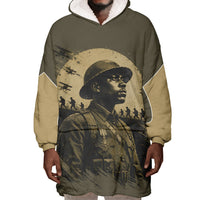 Harlem Hellfighters WWI Soldier Wearable Blanket Hoodie Vintage Military Hero Jazz Band Silhouette Art