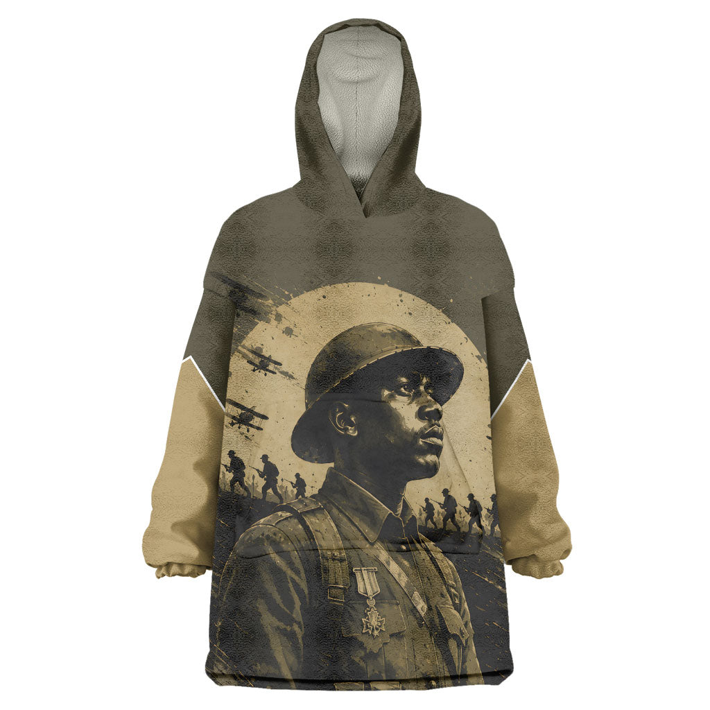 Harlem Hellfighters WWI Soldier Wearable Blanket Hoodie Vintage Military Hero Jazz Band Silhouette Art