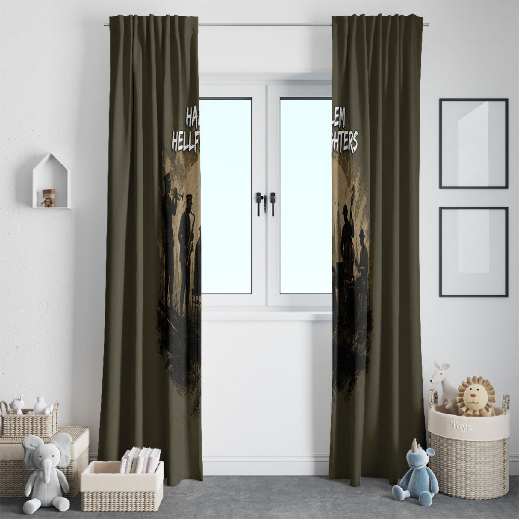 Harlem Hellfighters WWI Soldier Window Curtain Vintage Military Hero Jazz Band Silhouette Art