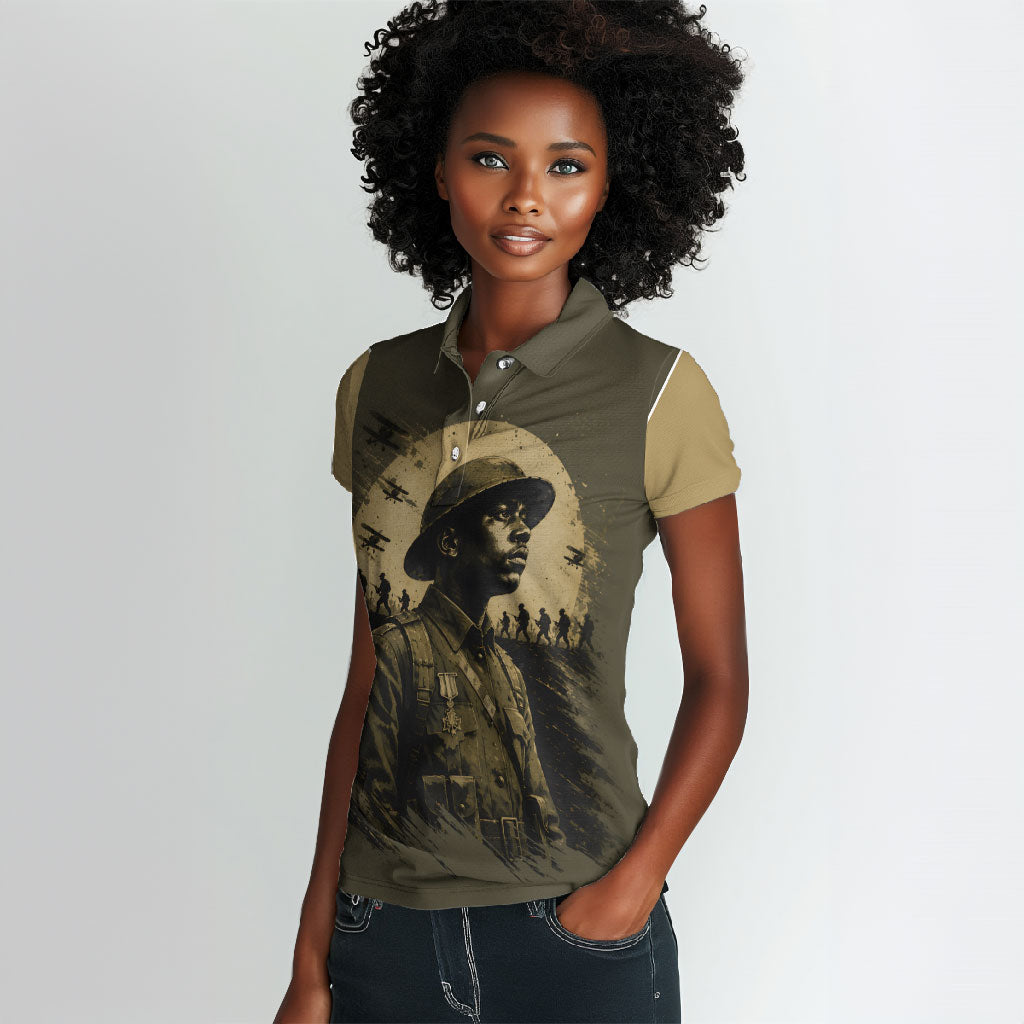 Harlem Hellfighters WWI Soldier Women Polo Shirt Vintage Military Hero Jazz Band Silhouette Art