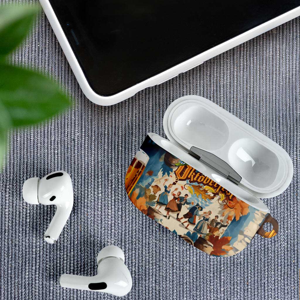 Oktoberfest AirPods Case with Beer Mug Illustration White Diamond Pattern - Wonder Print Shop