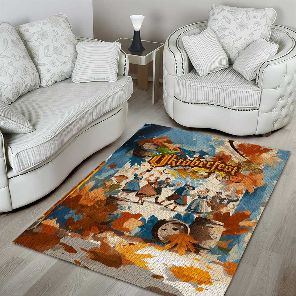 Oktoberfest Area Rug with Beer Mug Illustration White Diamond Pattern - Wonder Print Shop