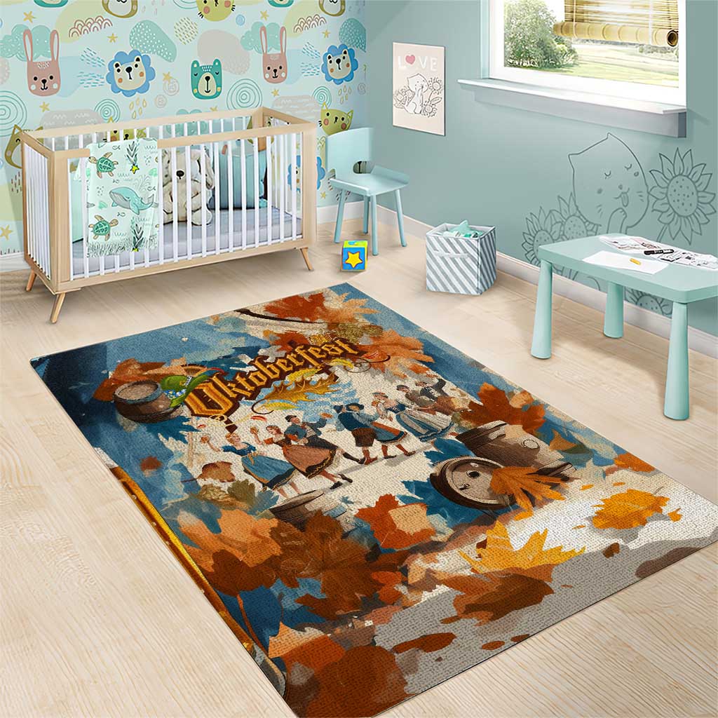 Oktoberfest Area Rug with Beer Mug Illustration White Diamond Pattern - Wonder Print Shop