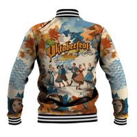 Oktoberfest Baseball Jacket with Beer Mug Illustration White Diamond Pattern - Wonder Print Shop