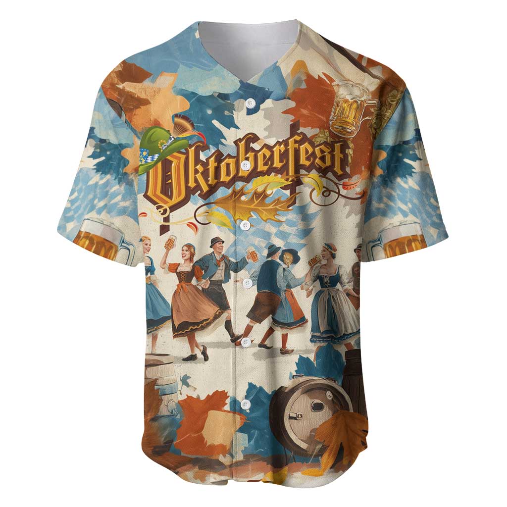 Oktoberfest Baseball Jersey with Beer Mug Illustration White Diamond Pattern - Wonder Print Shop