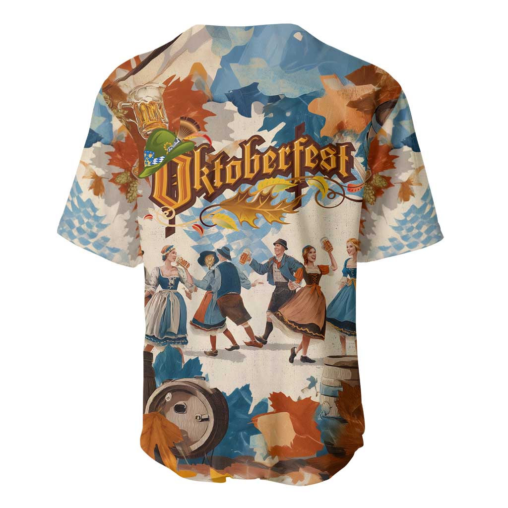 Oktoberfest Baseball Jersey with Beer Mug Illustration White Diamond Pattern - Wonder Print Shop