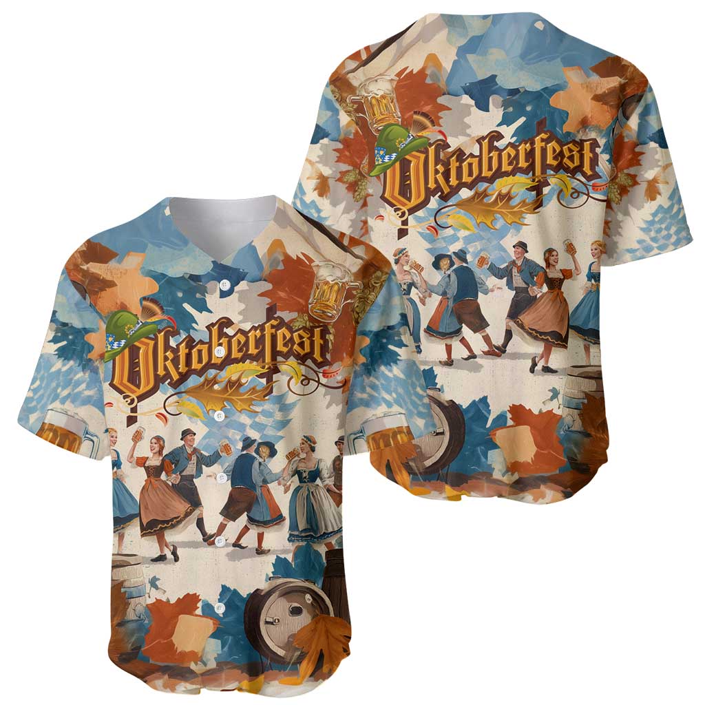 Oktoberfest Baseball Jersey with Beer Mug Illustration White Diamond Pattern - Wonder Print Shop