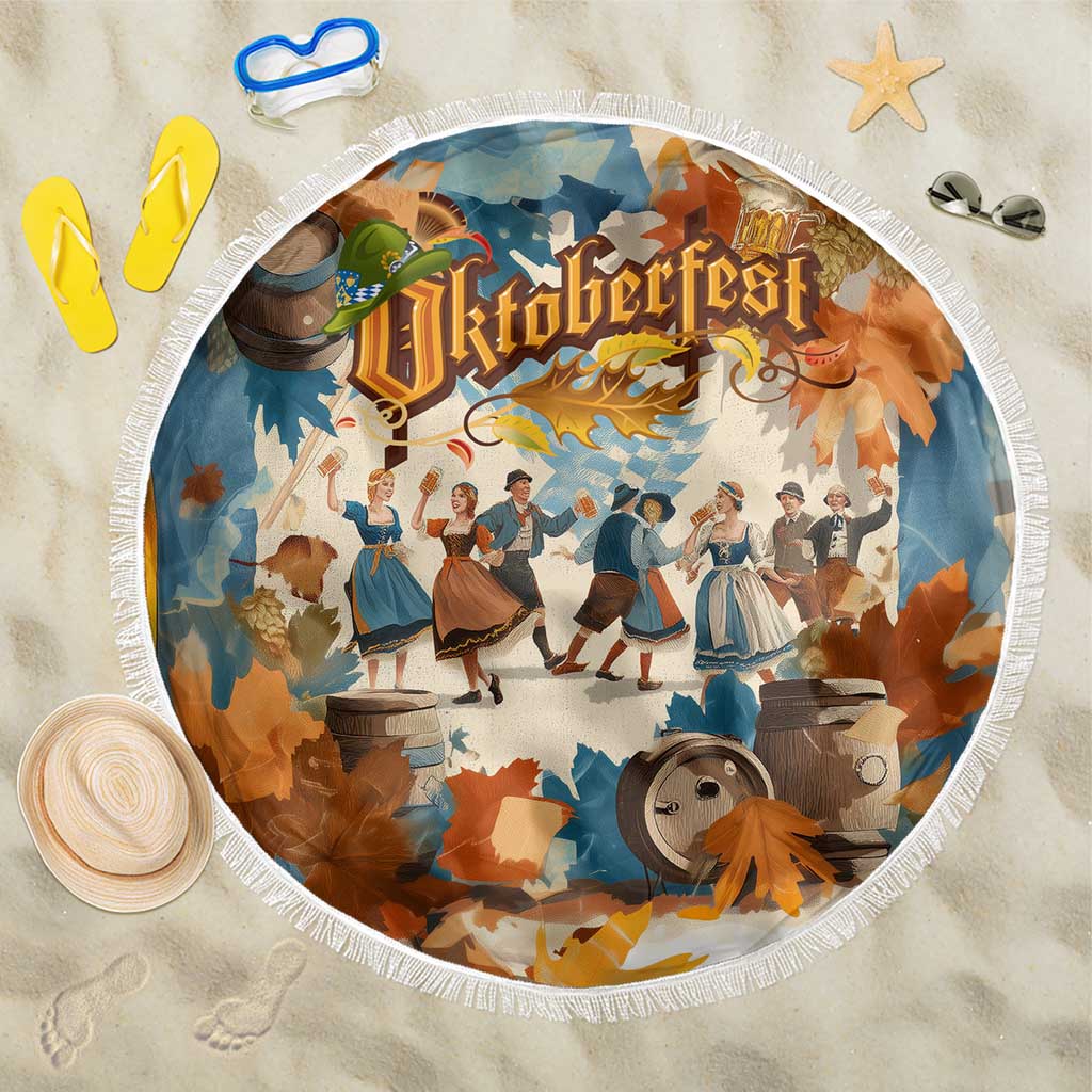 Oktoberfest Beach Blanket with Beer Mug Illustration White Diamond Pattern - Wonder Print Shop
