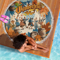 Oktoberfest Beach Blanket with Beer Mug Illustration White Diamond Pattern - Wonder Print Shop