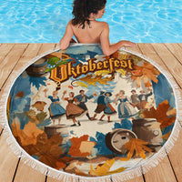 Oktoberfest Beach Blanket with Beer Mug Illustration White Diamond Pattern - Wonder Print Shop