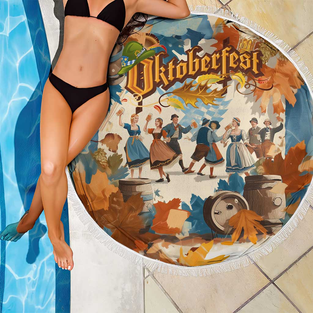 Oktoberfest Beach Blanket with Beer Mug Illustration White Diamond Pattern - Wonder Print Shop