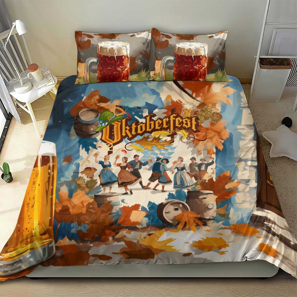Oktoberfest Bedding Set with Beer Mug Illustration White Diamond Pattern - Wonder Print Shop
