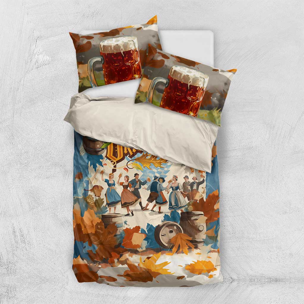 Oktoberfest Bedding Set with Beer Mug Illustration White Diamond Pattern - Wonder Print Shop