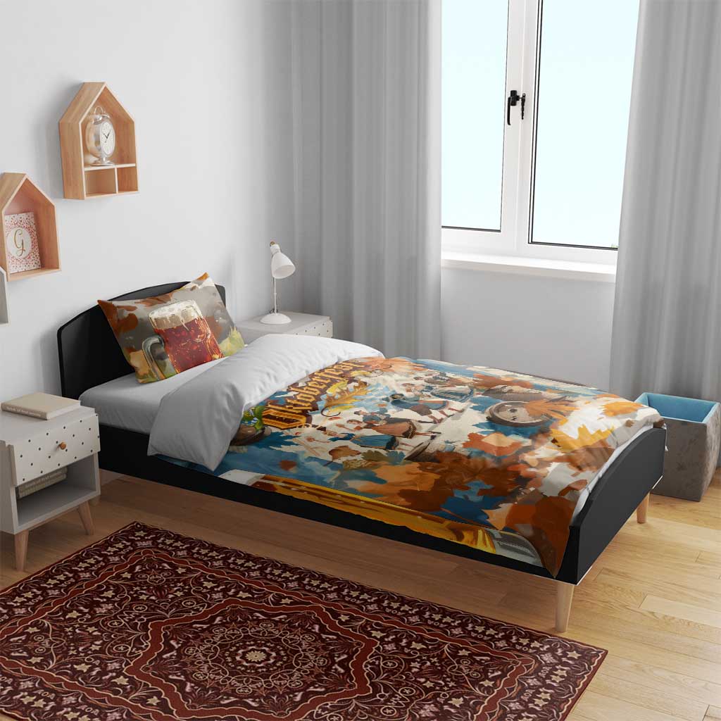 Oktoberfest Bedding Set with Beer Mug Illustration White Diamond Pattern - Wonder Print Shop