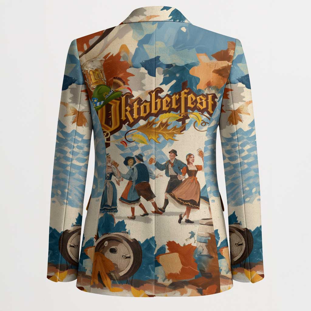 Oktoberfest Blazer with Beer Mug Illustration White Diamond Pattern - Wonder Print Shop