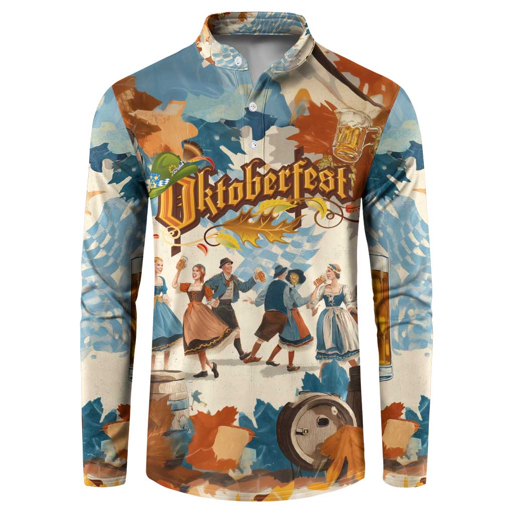 Oktoberfest Button Sweatshirt with Beer Mug Illustration White Diamond Pattern - Wonder Print Shop