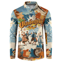 Oktoberfest Button Sweatshirt with Beer Mug Illustration White Diamond Pattern - Wonder Print Shop