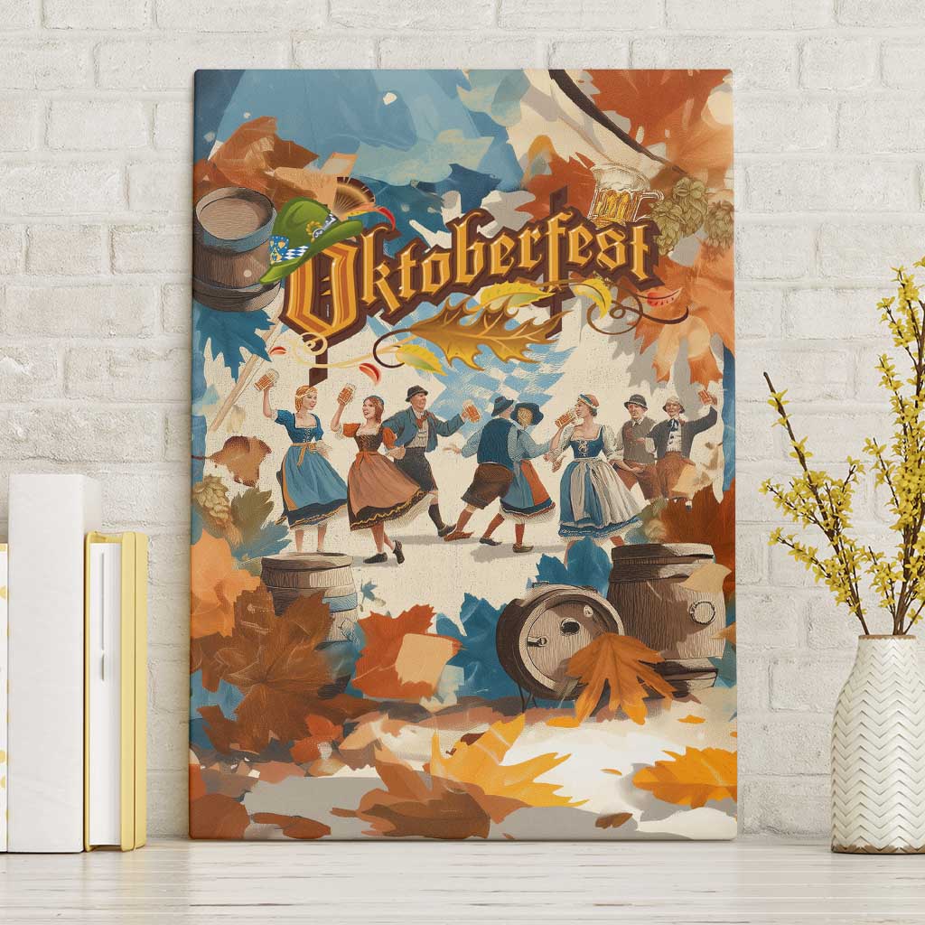 Oktoberfest Canvas Wall Art with Beer Mug Illustration White Diamond Pattern - Wonder Print Shop