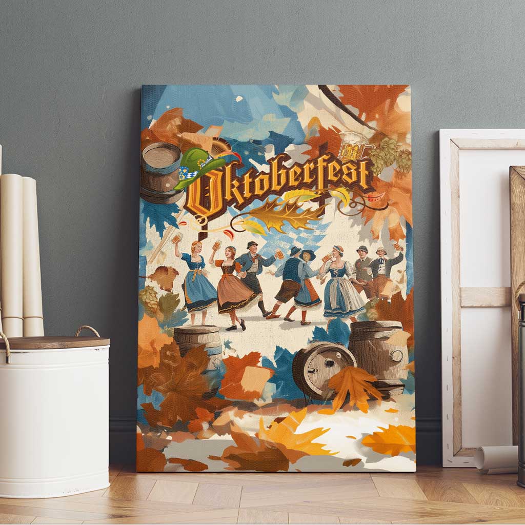 Oktoberfest Canvas Wall Art with Beer Mug Illustration White Diamond Pattern - Wonder Print Shop