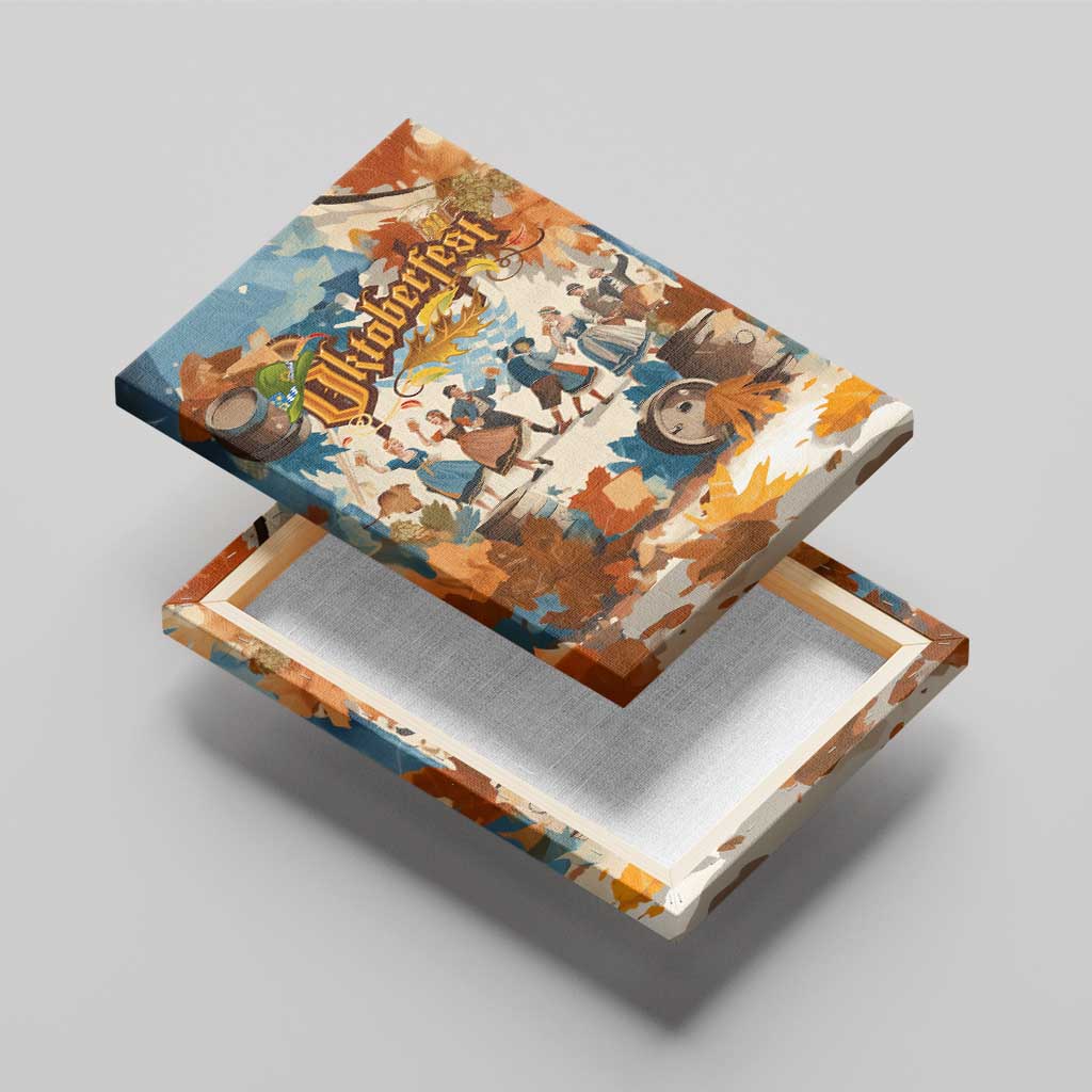 Oktoberfest Canvas Wall Art with Beer Mug Illustration White Diamond Pattern - Wonder Print Shop