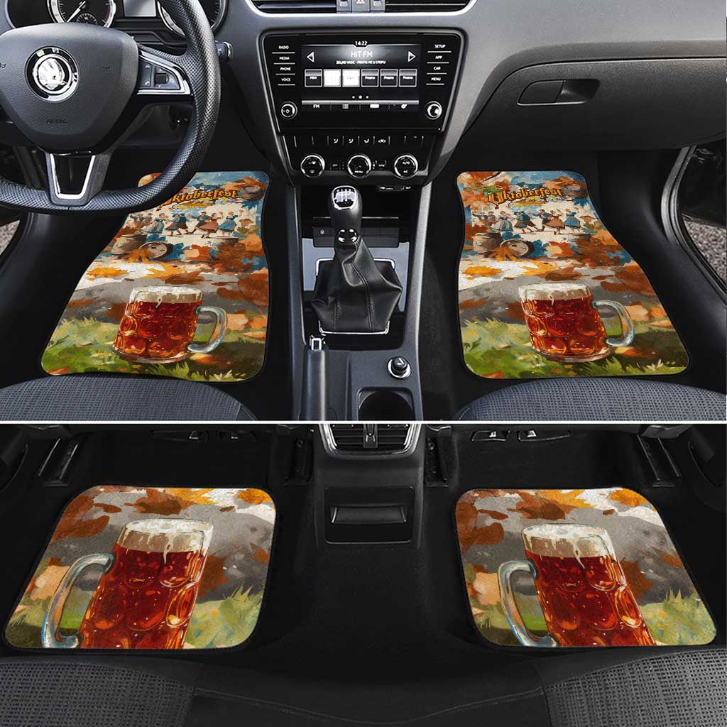 Oktoberfest Car Mats with Beer Mug Illustration White Diamond Pattern - Wonder Print Shop