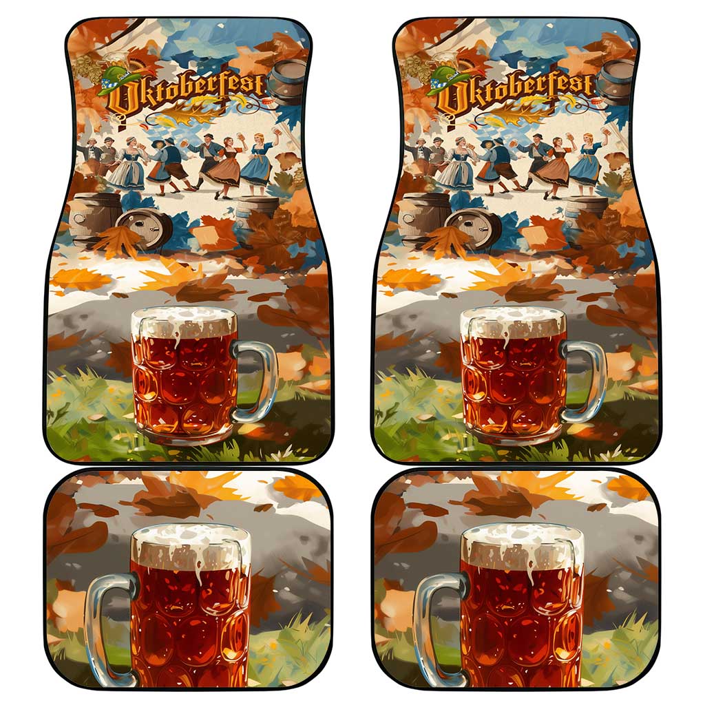 Oktoberfest Car Mats with Beer Mug Illustration White Diamond Pattern - Wonder Print Shop