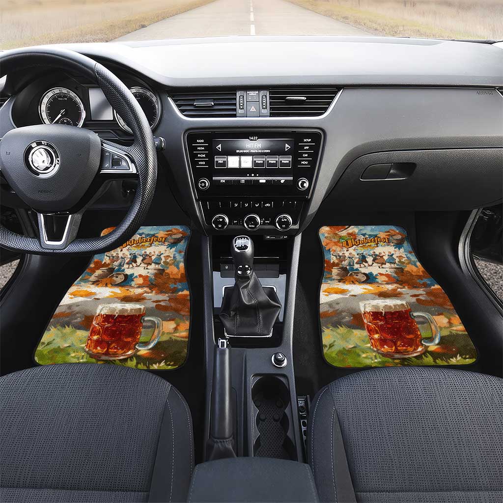 Oktoberfest Car Mats with Beer Mug Illustration White Diamond Pattern - Wonder Print Shop