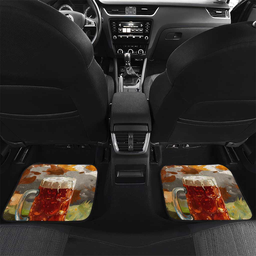Oktoberfest Car Mats with Beer Mug Illustration White Diamond Pattern - Wonder Print Shop