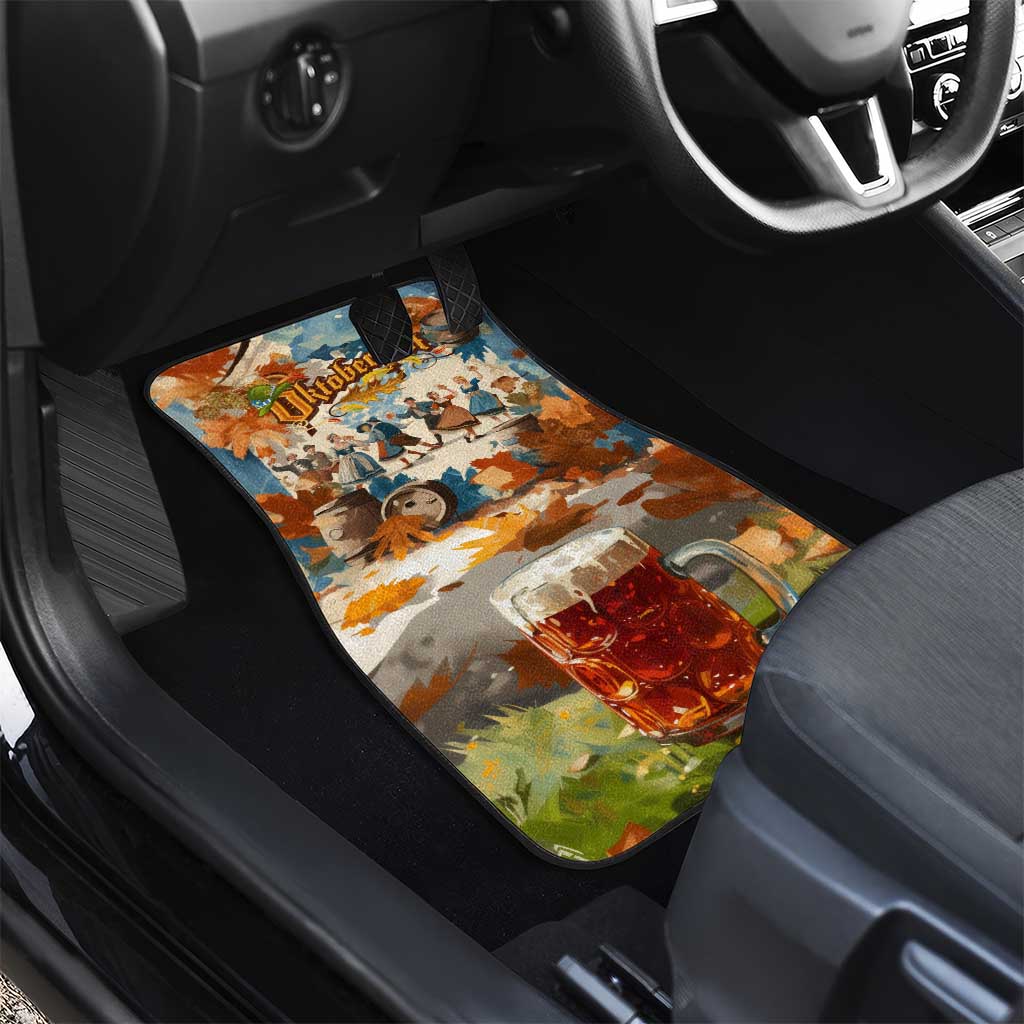 Oktoberfest Car Mats with Beer Mug Illustration White Diamond Pattern - Wonder Print Shop