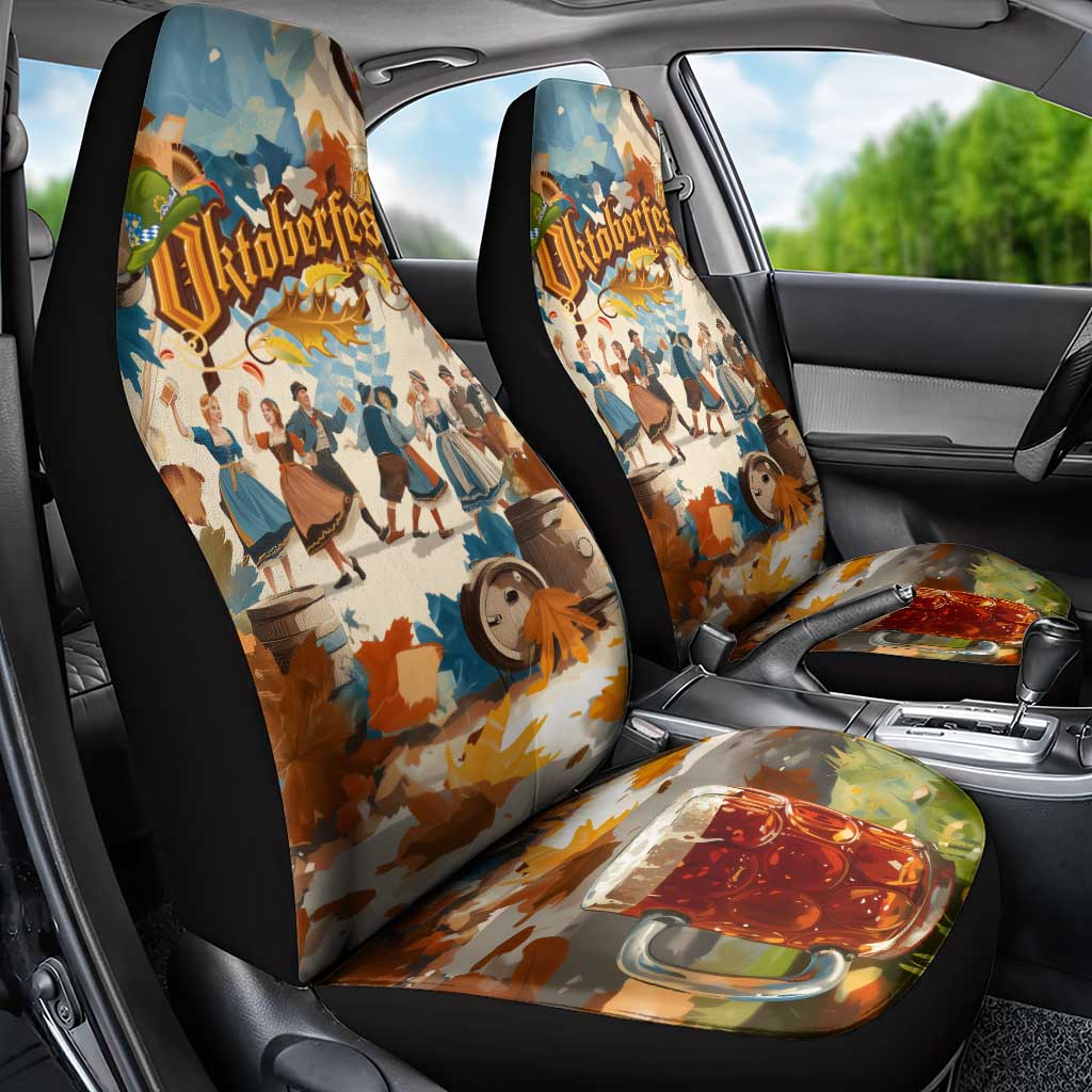 Oktoberfest Car Seat Cover with Beer Mug Illustration White Diamond Pattern - Wonder Print Shop