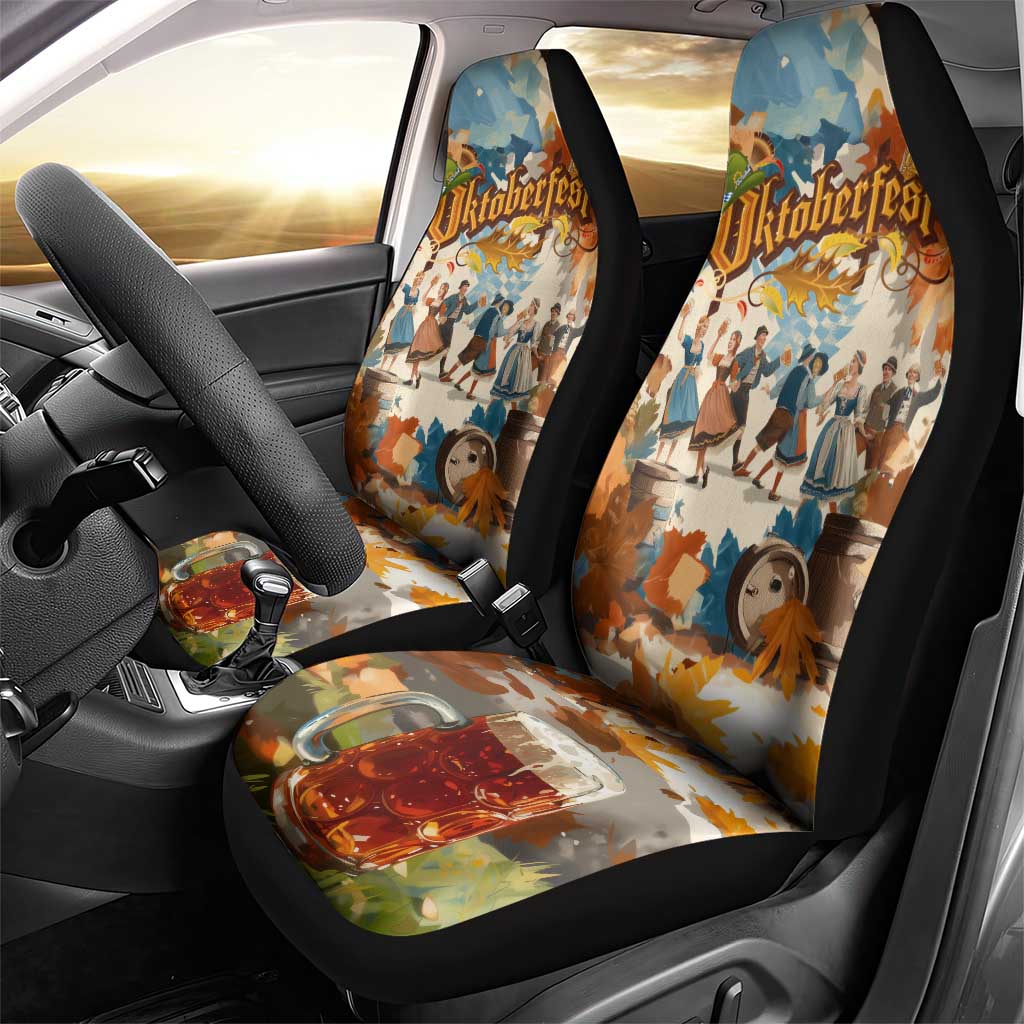 Oktoberfest Car Seat Cover with Beer Mug Illustration White Diamond Pattern - Wonder Print Shop