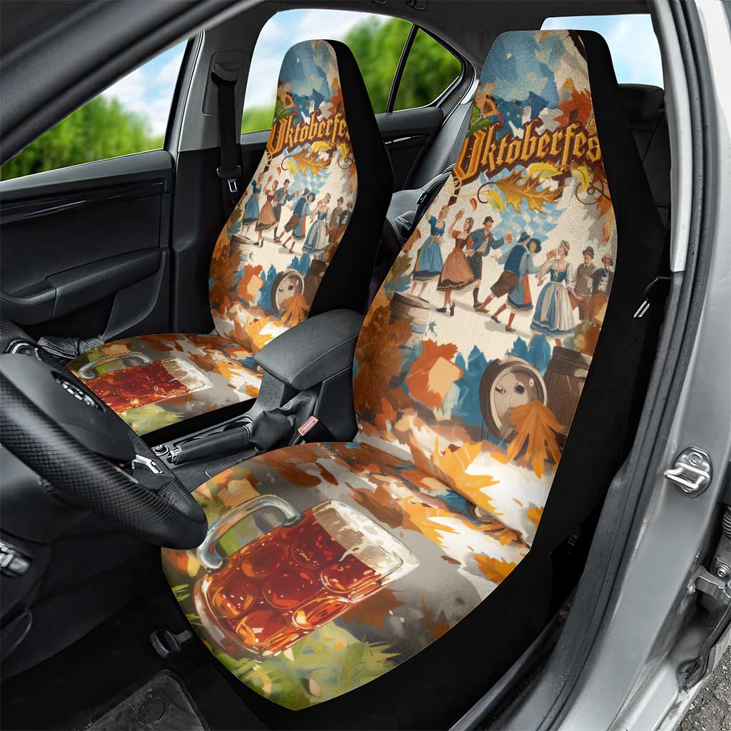 Oktoberfest Car Seat Cover with Beer Mug Illustration White Diamond Pattern - Wonder Print Shop