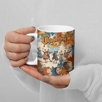 Oktoberfest Ceramic Mug with Beer Mug Illustration White Diamond Pattern - Wonder Print Shop