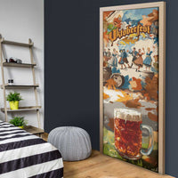 Oktoberfest Door Cover with Beer Mug Illustration White Diamond Pattern - Wonder Print Shop