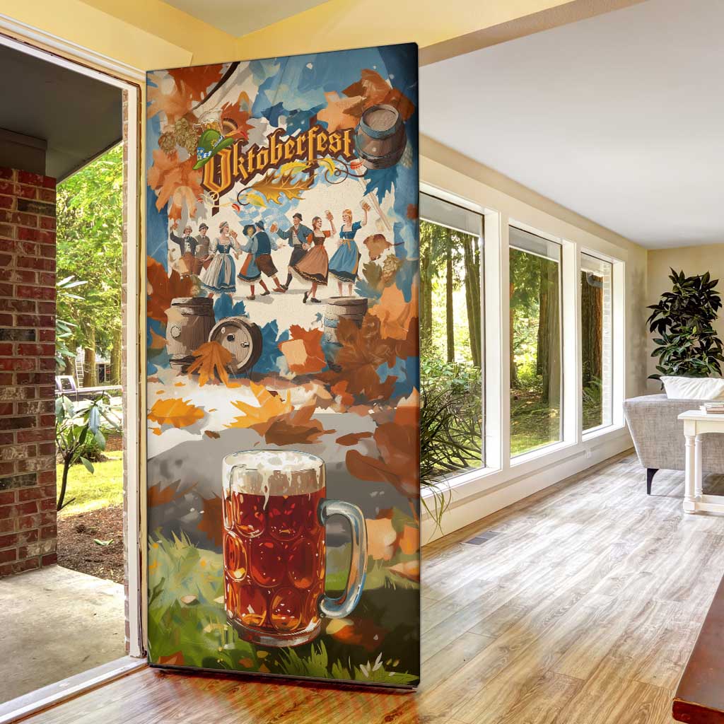 Oktoberfest Door Cover with Beer Mug Illustration White Diamond Pattern - Wonder Print Shop