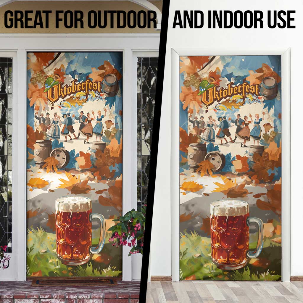 Oktoberfest Door Cover with Beer Mug Illustration White Diamond Pattern - Wonder Print Shop