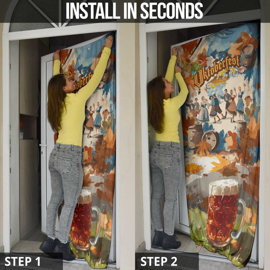 Oktoberfest Door Cover with Beer Mug Illustration White Diamond Pattern - Wonder Print Shop