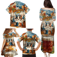 Oktoberfest Family Matching Puletasi and Hawaiian Shirt with Beer Mug Illustration White Diamond Pattern - Wonder Print Shop