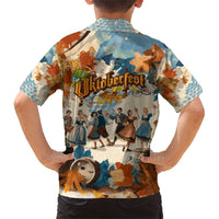 Oktoberfest Family Matching Short Sleeve Bodycon Dress and Hawaiian Shirt with Beer Mug Illustration White Diamond Pattern - Wonder Print Shop