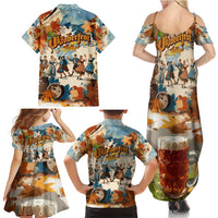 Oktoberfest Family Matching Summer Maxi Dress and Hawaiian Shirt with Beer Mug Illustration White Diamond Pattern - Wonder Print Shop