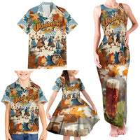 Oktoberfest Family Matching Tank Maxi Dress and Hawaiian Shirt with Beer Mug Illustration White Diamond Pattern - Wonder Print Shop